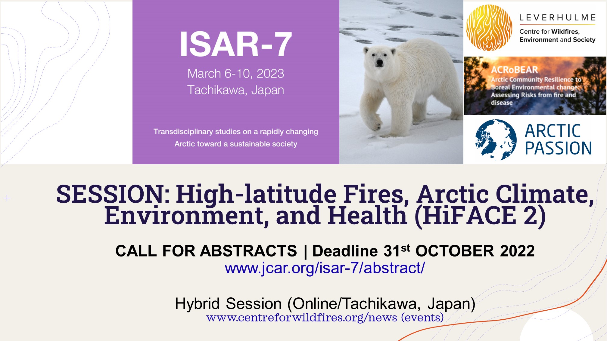 ISAR-7 Special Session on Arctic fires (Japan/hybrid)- Call for Abstracts (deadline 31 Oct 22)