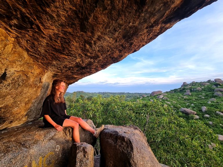 Abigail visiting the UNESCO world heritage site, Kit-Mikayi, a unique cultural and religious site of the Luo people.